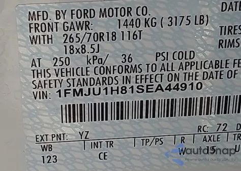 2025 Ford Expedition Active from USA, damaged, VIN 1FMJU1H81SEA44910